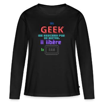 Un Geek (Metro/RAM) - T-shirt manches longues Premium bio Femme - noir - Devant - Julia (174cm)