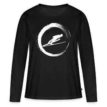 Skispringen Winterurlaub Berge - Frauen Premium Bio Langarmshirt - Schwarz - Vorne - Julia (174cm)