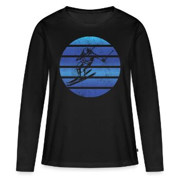Ski fahren Retro Skier Ski Skifahren Skifahrer - T-shirt manches longues Premium bio Femme - noir - Devant - Julia (174cm)