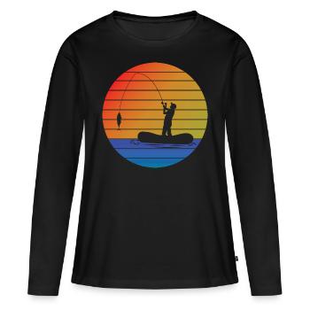 Pêcher pêcher rétro pêche pêche pêche - T-shirt manches longues Premium bio Femme - noir - Devant - Julia (174cm)