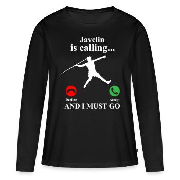 Lancer de lance athlète athlétisme - T-shirt manches longues Premium bio Femme - noir - Devant - Julia (174cm)