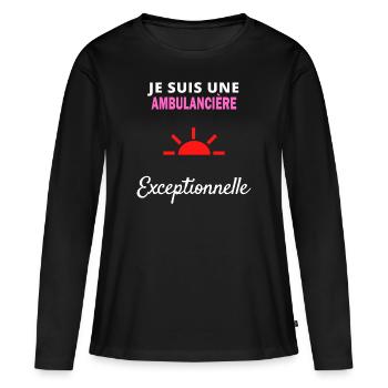 je suis un Exceptionnelle ambulancière - T-shirt manches longues Premium bio Femme - noir - Devant - Julia (174cm)