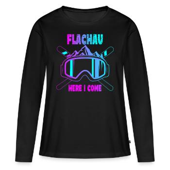 Flachau Skiurlaub Skipiste - Frauen Premium Bio Langarmshirt - Schwarz - Vorne - Julia (174cm)