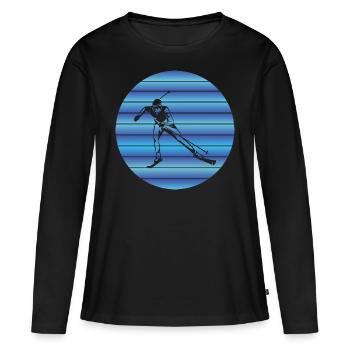 Ski fahren Skifahrer Retro Skier Ski Skifahren - T-shirt manches longues Premium bio Femme - noir - Devant - Julia (174cm)