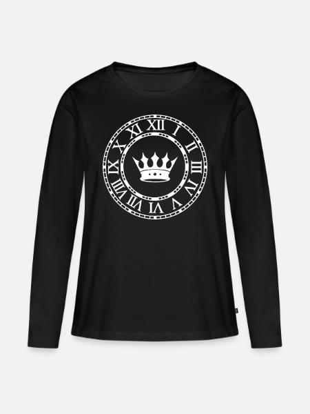 Römische Ziffernuhr - Frauen Premium Bio Langarmshirt - Schwarz