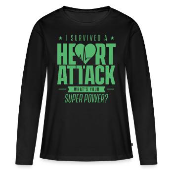 I survived a heart attack - Women's Premium Organic Long Sleeve Shirt - black - Front - Julia (174cm)