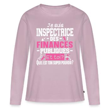 Inspectrice Finances Publiques Impôts Métier - T-shirt manches longues Premium bio Femme - rose poudré - Devant - Julia (174cm)