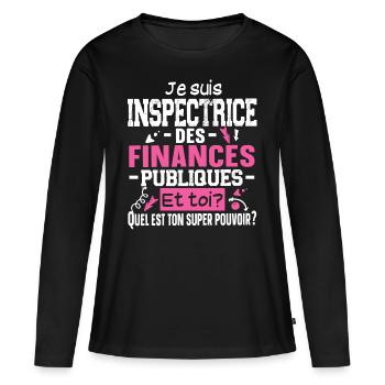 Inspectrice Finances Publiques Impôts Métier - T-shirt manches longues Premium bio Femme - noir - Devant - Julia (174cm)