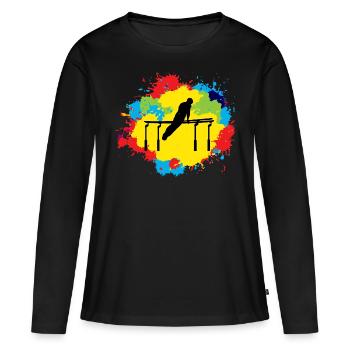 Gymnastique artistique Barres parallèles Aquarelle - T-shirt manches longues Premium bio Femme - noir - Devant - Julia (174cm)