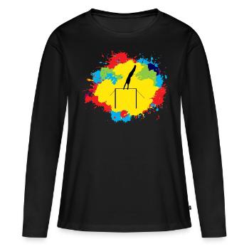 Gymnastique artistique Barres horizontales Aquarelle - T-shirt manches longues Premium bio Femme - noir - Devant - Julia (174cm)