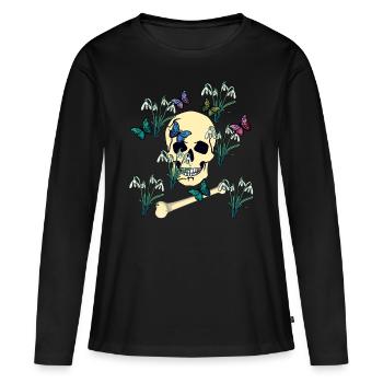Schmetterlinge Falter Tod Ende Jenseits sterben - Frauen Premium Bio Langarmshirt - Schwarz - Vorne - Julia (174cm)