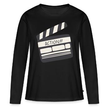 Film Klappe Set Symbol - Frauen Premium Bio Langarmshirt - Schwarz - Vorne - Julia (174cm)