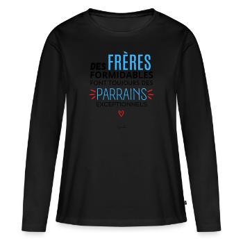 Futur parrain futur frère parrain demande parrain - T-shirt manches longues Premium bio Femme - noir - Devant - Julia (174cm)