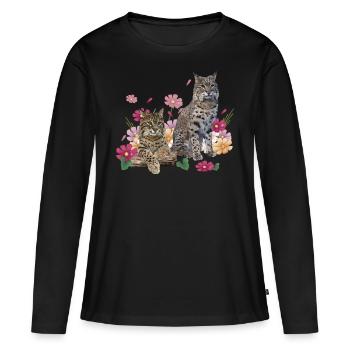 Luchs - Frauen Premium Bio Langarmshirt - Schwarz - Vorne - Julia (174cm)