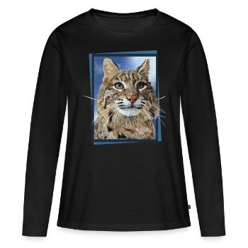 Luchs - Frauen Premium Bio Langarmshirt - Schwarz - Vorne - Julia (174cm)