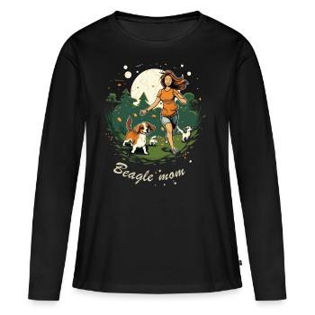 Beagle Mama - Dog Lovers Gift Idea - Women's Premium Organic Long Sleeve Shirt - black - Front - Julia (174cm)