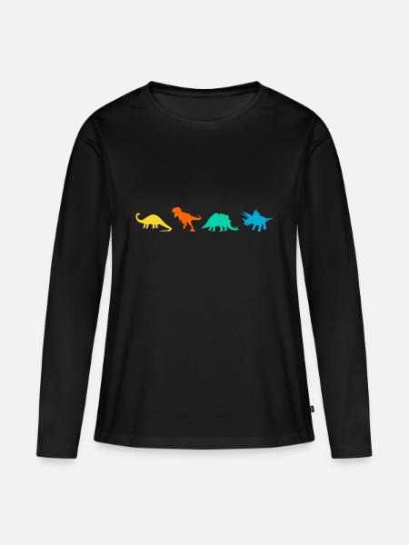 Dinosaurier - Frauen Premium Bio Langarmshirt - Schwarz
