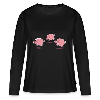 petits cochons - T-shirt manches longues Premium bio Femme - noir - Devant - Julia (174cm)