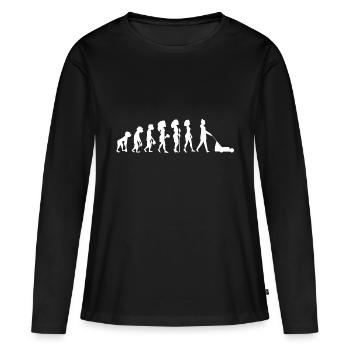 Evolution jardinière blanc - T-shirt manches longues Premium bio Femme - noir - Devant - Julia (174cm)