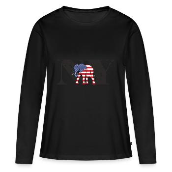 NY-ELEPHANT - T-shirt manches longues Premium bio Femme - noir - Devant - Julia (174cm)