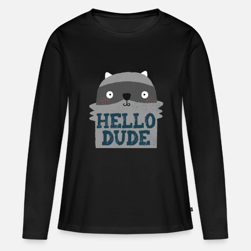 HALLO DUDE - Frauen Premium Bio Langarmshirt - Schwarz