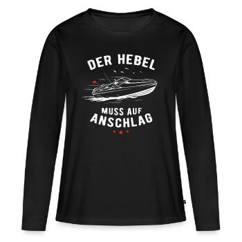 Boot Motorboot Bootfahren Hebel Anschlag Geschenk - Frauen Premium Bio Langarmshirt - Schwarz - Vorne - Julia (174cm)