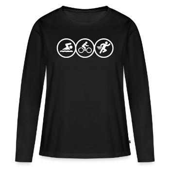 Triathlon - Frauen Premium Bio Langarmshirt - Schwarz - Vorne - Julia (174cm)