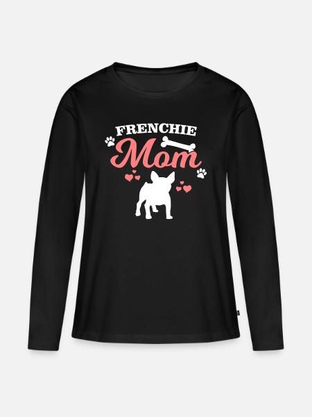Französische Bulldogge Mama Geschenk - Frauen Premium Bio Langarmshirt - Schwarz