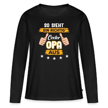 cooler Opa - Frauen Premium Bio Langarmshirt - Schwarz - Vorne - Julia (174cm)