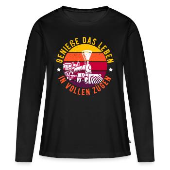 Zug - Frauen Premium Bio Langarmshirt - Schwarz - Vorne - Julia (174cm)