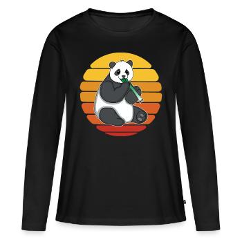 Panda panda ours mange panda panda - T-shirt manches longues Premium bio Femme - noir - Devant - Julia (174cm)