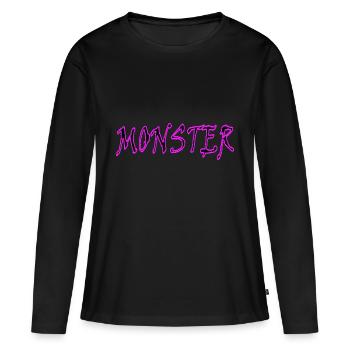 monstre - T-shirt manches longues Premium bio Femme - noir - Devant - Julia (174cm)