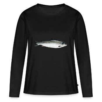 saumon - T-shirt manches longues Premium bio Femme - noir - Devant - Julia (174cm)