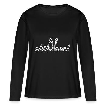 Skihaserl Skihase Skifahren Geschenk Geschenkidee - Frauen Premium Bio Langarmshirt - Schwarz - Vorne - Julia (174cm)