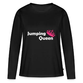 jumping trampolin girl jumpen jump Geschenk - Frauen Premium Bio Langarmshirt - Schwarz - Vorne - Julia (174cm)