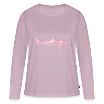 Attaque de requin - T-shirt manches longues Premium bio Femme - rose poudré - Devant - Julia (174cm)
