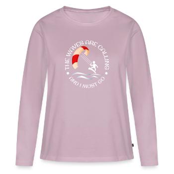 The Waves Are Calling And I Must Go - Women's Premium Organic Long Sleeve Shirt - dusky pink - Front - Julia (174cm)
