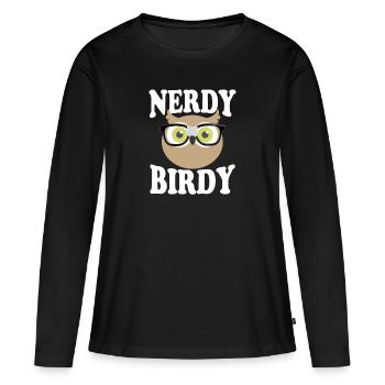Nerdy Birdy - T-shirt manches longues Premium bio Femme - noir - Devant - Julia (174cm)