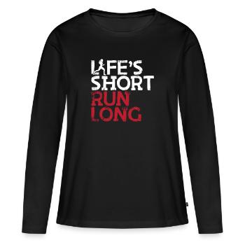 Coureur long coureur féminin - T-shirt manches longues Premium bio Femme - noir - Devant - Julia (174cm)
