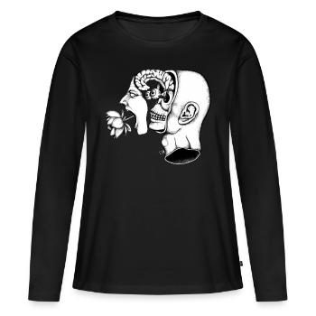 Geteilter schreiender Kopf - Frauen Premium Bio Langarmshirt - Schwarz - Vorne - Julia (174cm)