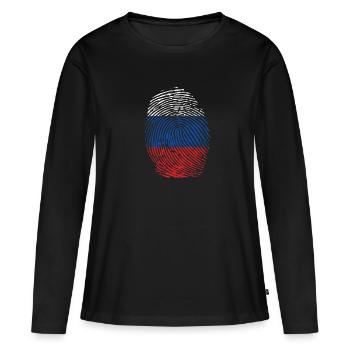 Russie - T-shirt manches longues Premium bio Femme - noir - Devant - Julia (174cm)