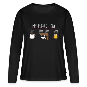 Mon Jour Parfait Escalade - T-shirt manches longues Premium bio Femme - noir - Devant - Julia (174cm)