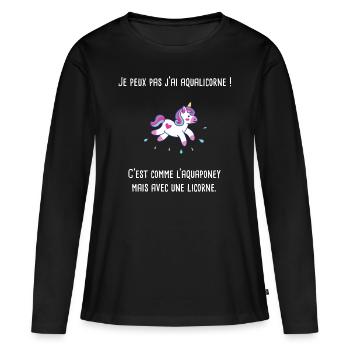 licorne humoristique - T-shirt manches longues Premium bio Femme - noir - Devant - Julia (174cm)