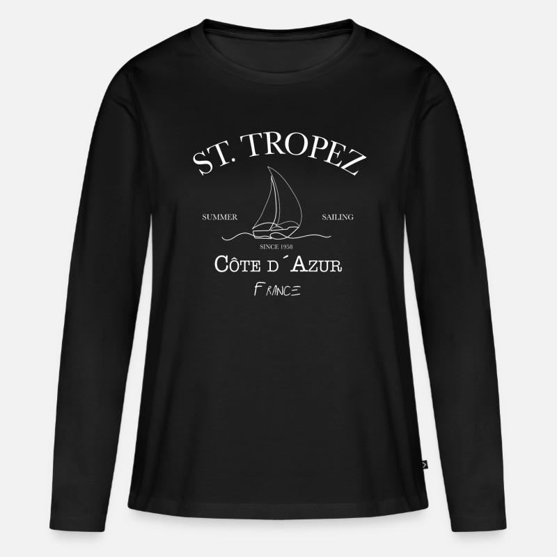 St Tropez - Frauen Premium Bio Langarmshirt - Schwarz