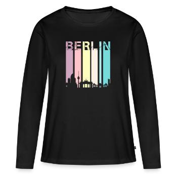 Berlin - T-shirt manches longues Premium bio Femme - noir - Devant - Julia (174cm)
