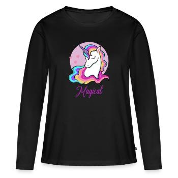 Magical Unicorn - Frauen Premium Bio Langarmshirt - Schwarz - Vorne - Julia (174cm)