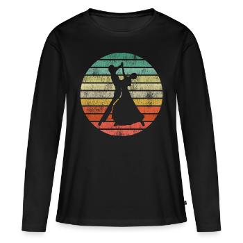 Danse couple danseurs tournoi danse rétro danse valse - T-shirt manches longues Premium bio Femme - noir - Devant - Julia (174cm)