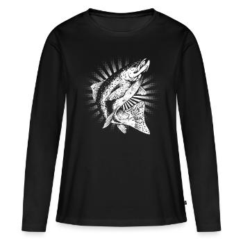 Truite - T-shirt manches longues Premium bio Femme - noir - Devant - Julia (174cm)