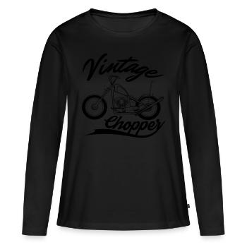 Vintage Chopper black - T-shirt manches longues Premium bio Femme - noir - Devant - Julia (174cm)