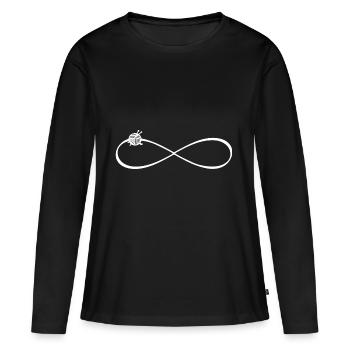 Wolle Stricknadeln Stricken Infinity Unendlichkeit - Frauen Premium Bio Langarmshirt - Schwarz - Vorne - Julia (174cm)